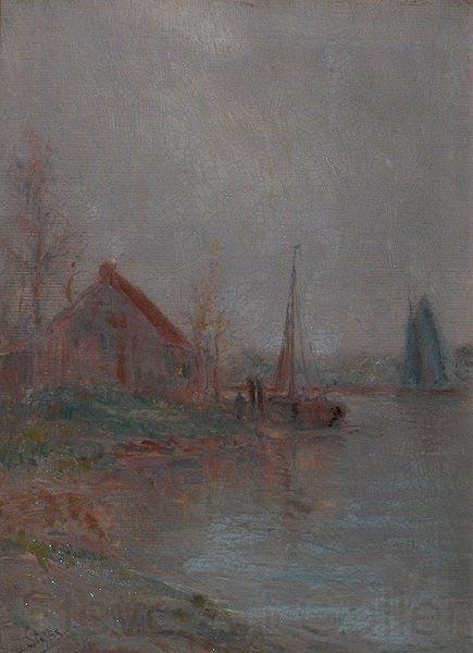 unknow artist Morning fog over the River Schelde Spain oil painting art